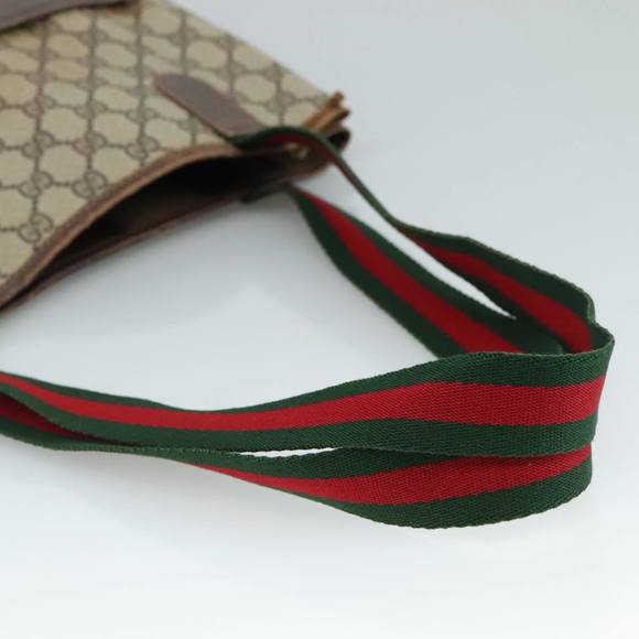 GUCCI GG Supreme Web Sherry Line Tote Bag PVC Beige Red 16 002 4487 Auth 107970 - Picture 7 of 16
